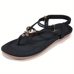 Women's Thong Sandals with Elastic Strap, Beach Slip-On Shoes