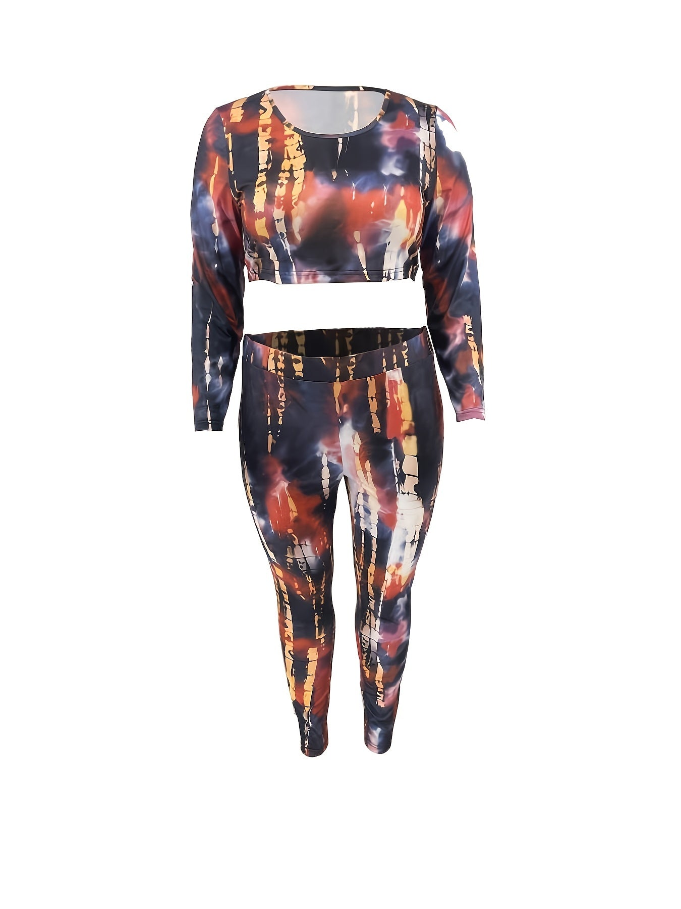 Tie Dye Long Sleeve Crop Top & Pants Set