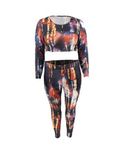Tie Dye Long Sleeve Crop Top & Pants Set