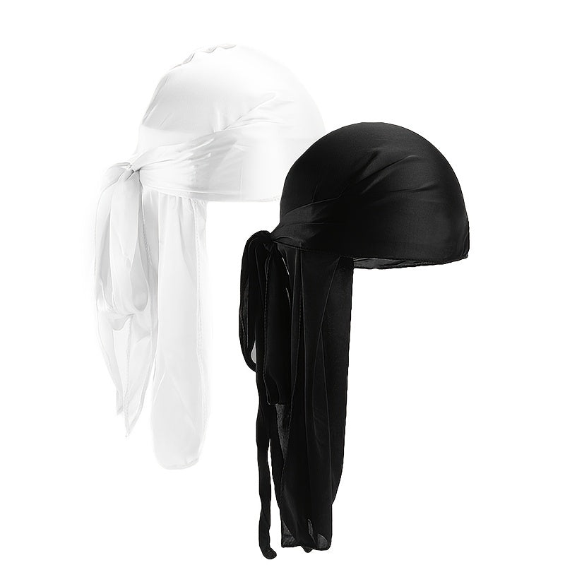 2pcs Silk Bandage Pirate Hat Wrapped Hat Turban Hat Khaki Silky Durag