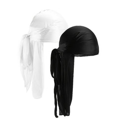 2pcs Silk Bandage Pirate Hat Wrapped Hat Turban Hat Khaki Silky Durag