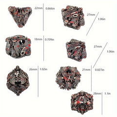 7pcs Hollow Polyhedral Dragon Metal Dices For Table Game