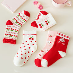 Cute Cherry Rabbit Pattern Girls Socks For Autumn Winter