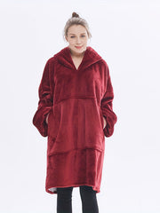 Loungewear Robe Women's Solid Long Sleeve Flannel Blanket