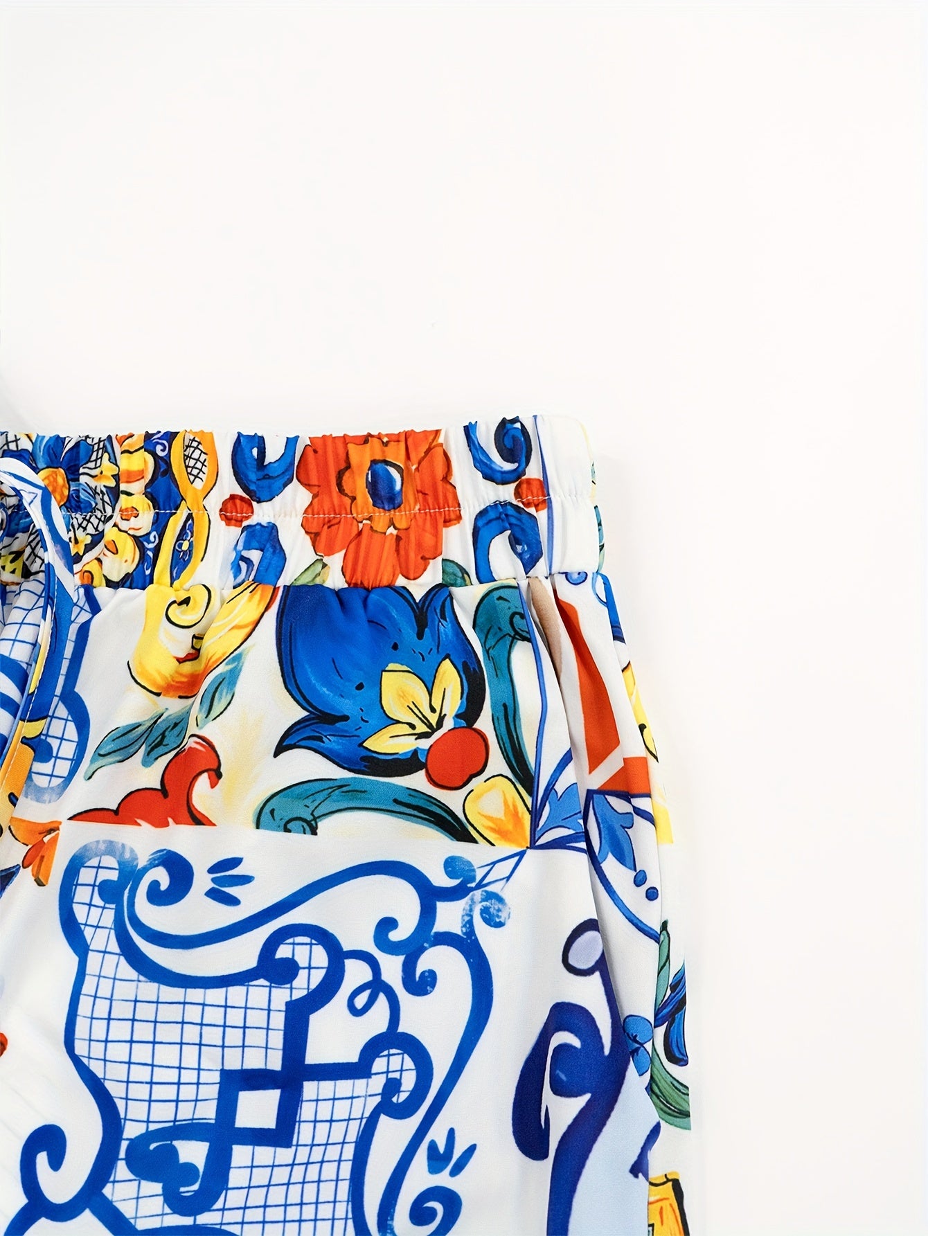 Graphic Print Elastic Waist Straight Leg Pants Women's Clothing