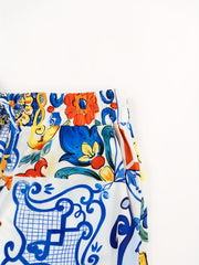 Graphic Print Elastic Waist Straight Leg Pants Women's Clothing
