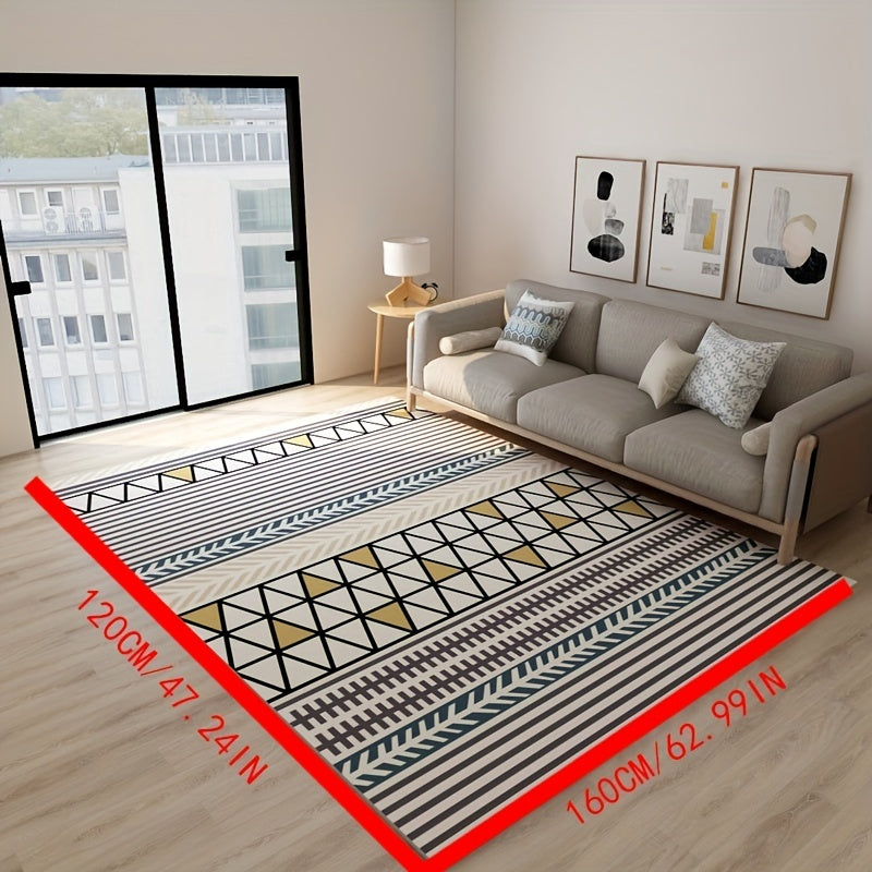 Nordic Geometric Area Rug Soft Crystal Velvet Carpet with TPR Anti Slip Bottom