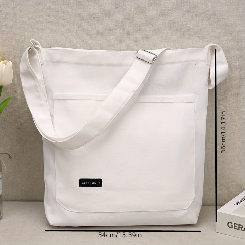 Solid Canvas Crossbody Bag Large Capacity Shoulder Bag For Travel