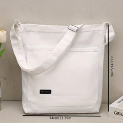 Solid Canvas Crossbody Bag Large Capacity Shoulder Bag For Travel