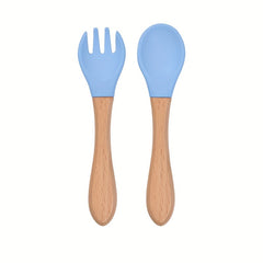 Baby Suction Plate with Self Feeding Spoon Fork BPA-Free Utensil Set