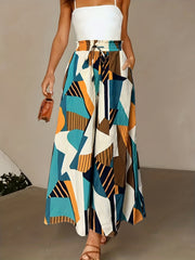 Striped Wide Leg Pants Paper Bag Waist