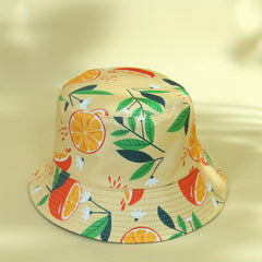 Orange Print Bucket Hat Cartoon Fruit Sunscreen Basin Hat