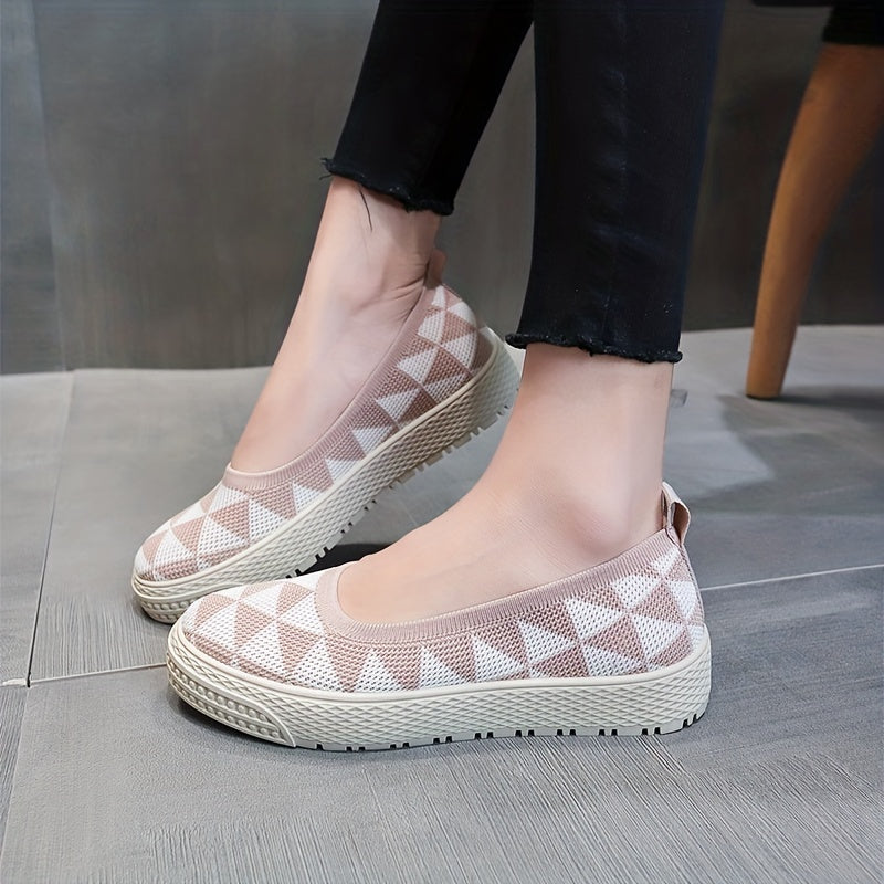 Women's Geometric Loafers Breathable Slip On Shoes Lightweight