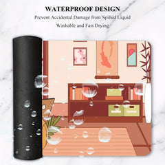Kawaii Japanese Cat Large Mouse Pad Extended Keyboard Mouse Pad Non Slip Base