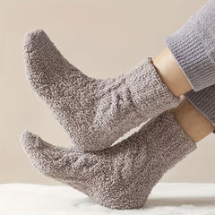 6 Pairs Winter Soft Warm Crew Socks Thick Fluffy Breathable Sweat Wicking Socks