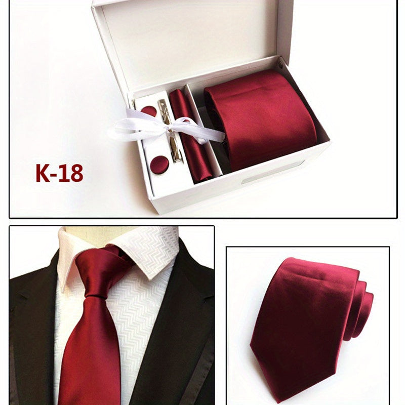 6 pc Men's Solid Stripe Tie Set Business Dress Tie Gift Bag