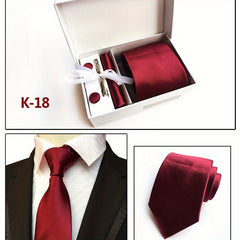 6 pc Men's Solid Stripe Tie Set Business Dress Tie Gift Bag