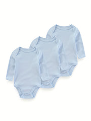 3Pcs Spring Autumn Unisex Long Sleeve Baby Bodysuits