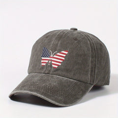 Independence Butterfly Baseball Cap Flag Patriotic Distressed Dad Hat