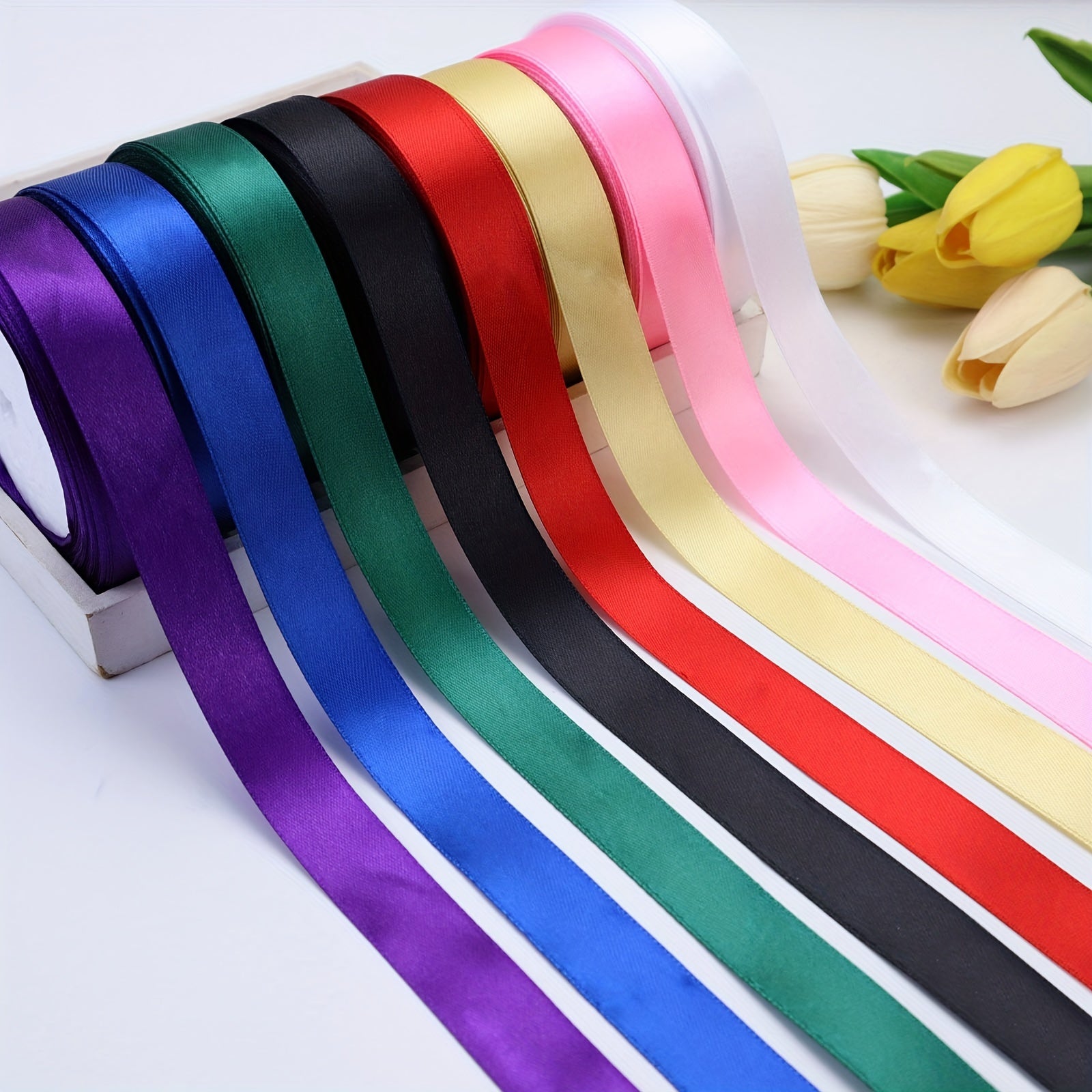 25 Yards Roll Silk Satin Ribbon for DIY Gift Package Bow Making Supplies