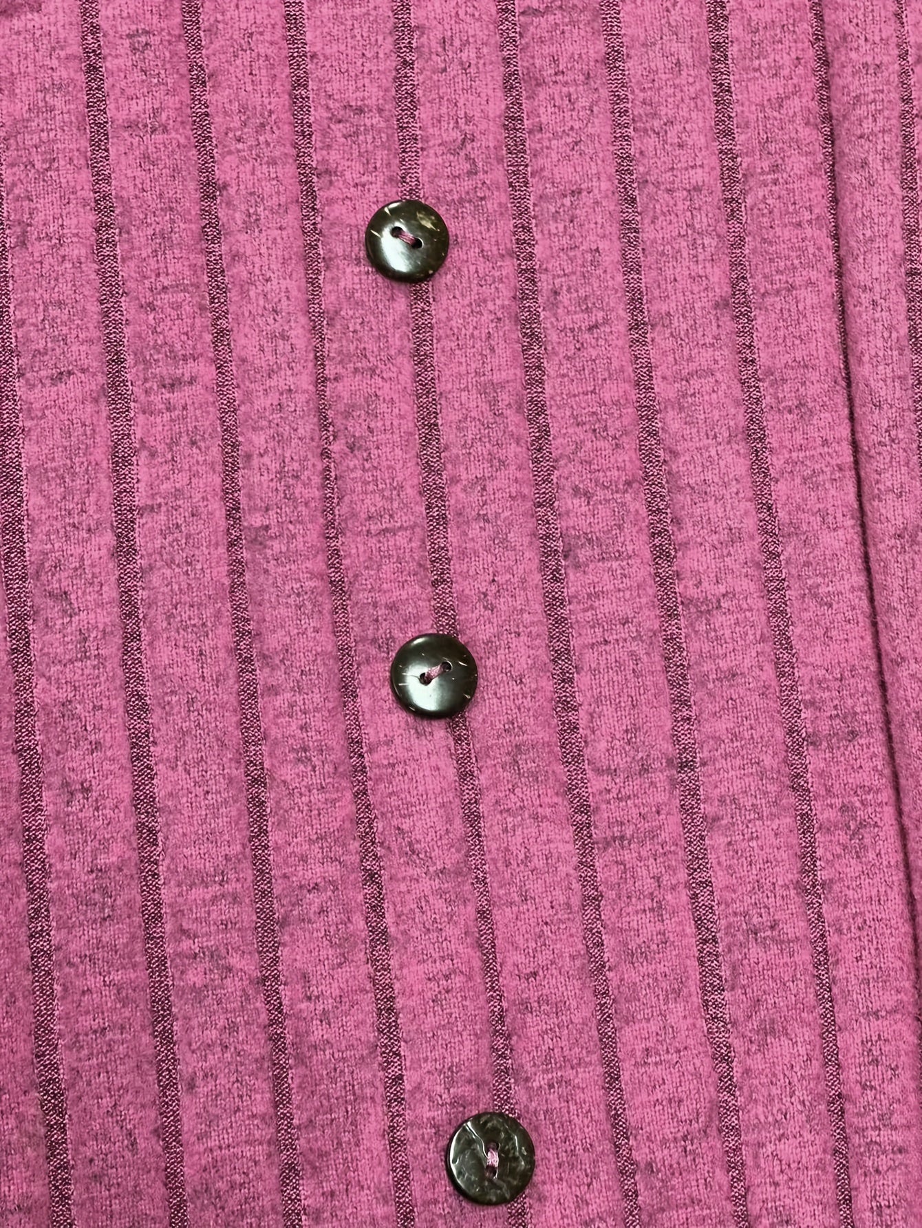 Ribbed Button Decor Long Sleeve V Neck A line Dress