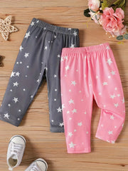 Baby Girls Star Print Elastic Waist Trousers