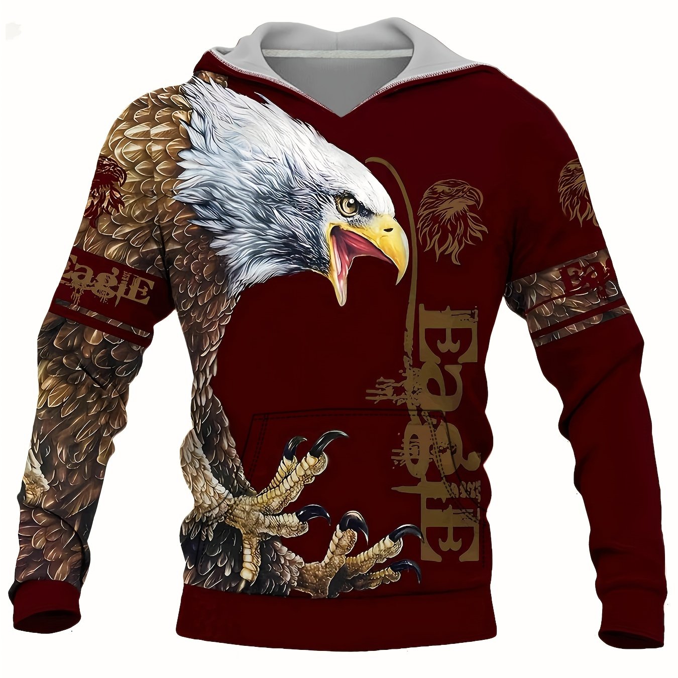 Eagle 3D Print Hoodie for Men Graphic Hooded Pullover Autumn Winter