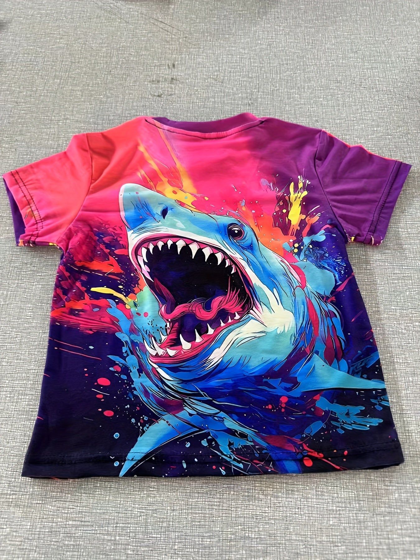 Shark Doodle 3D Print T-shirt Hip Hop Street Sports Casual Tops