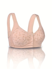 Floral Print Front Closure Wireless Comfort Bra