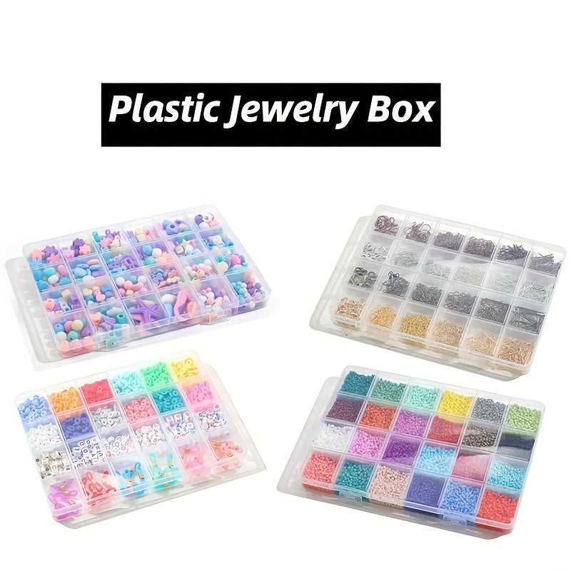Plastic Storage Box Jewelry Organizer Clear Container Rectangle Flower Shape
