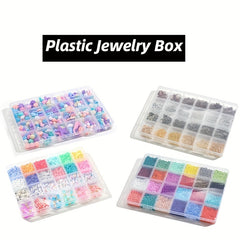 Plastic Storage Box Jewelry Organizer Clear Container Rectangle Flower Shape