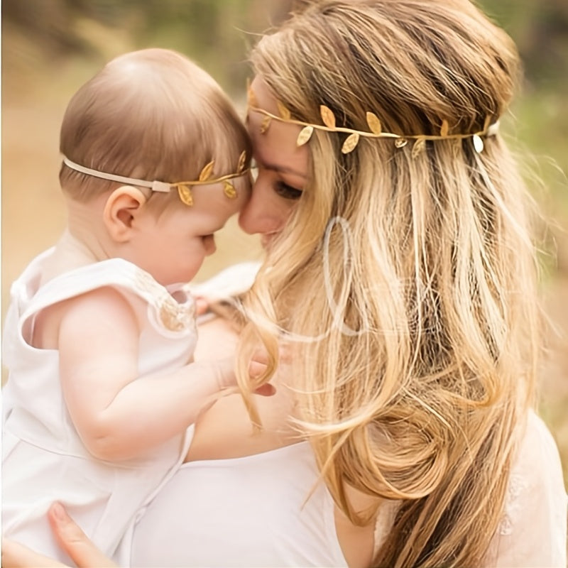 2pcs Angel Feather & Leaf Headband Set for Newborn Photography