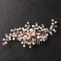 Silvery Pearl Crystal Wedding Hair Combs Hairpin Hair Accessories Bridal
