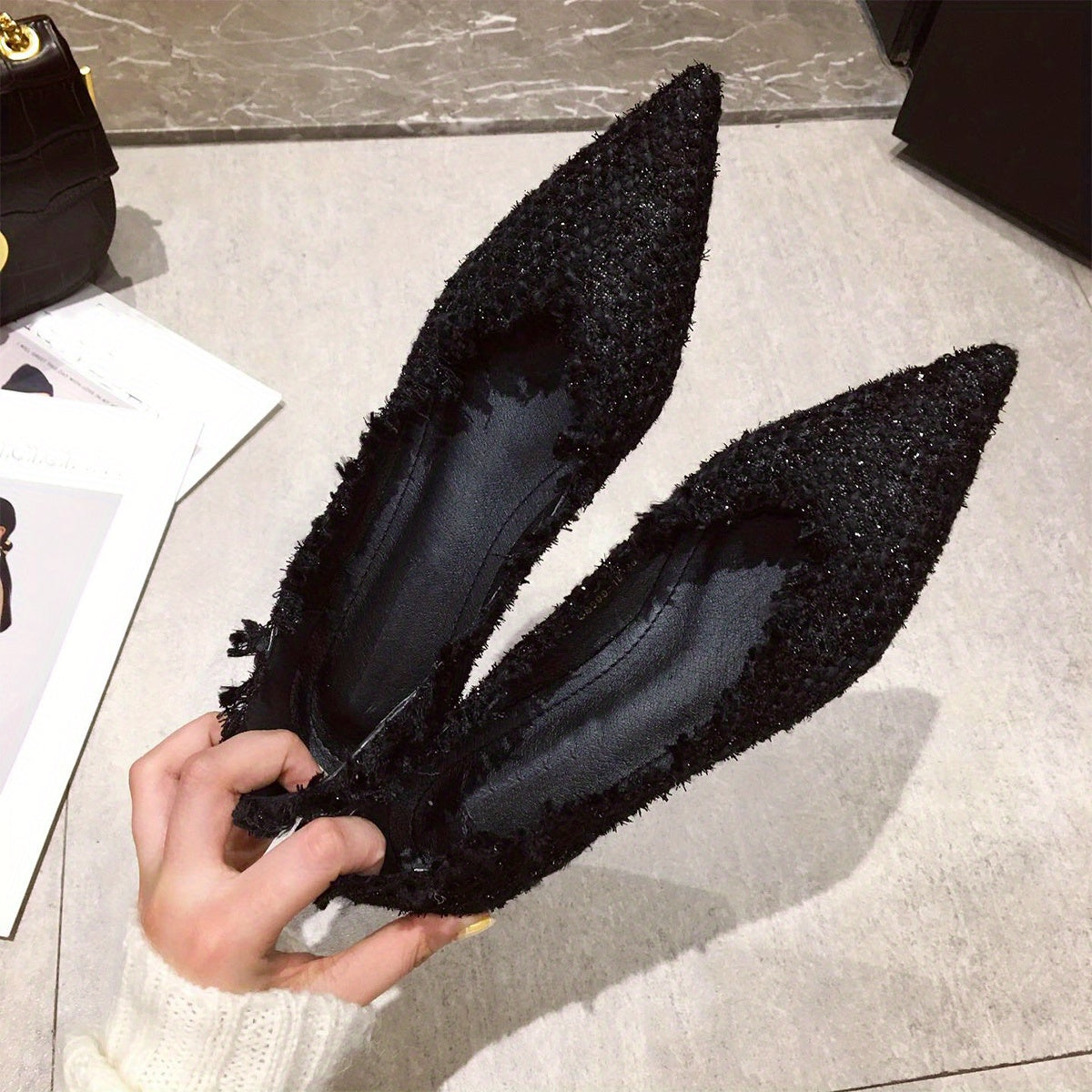 Women's Point Toe Flat Dress Shoes Lightweight Slip On Shoes