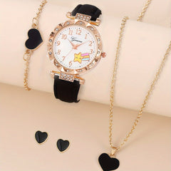 Cute Cartoon Watch & 4 Necklaces Set