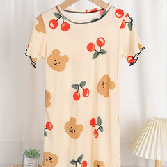 Girls Casual Dress Short Sleeve Long T shirt Pajamas