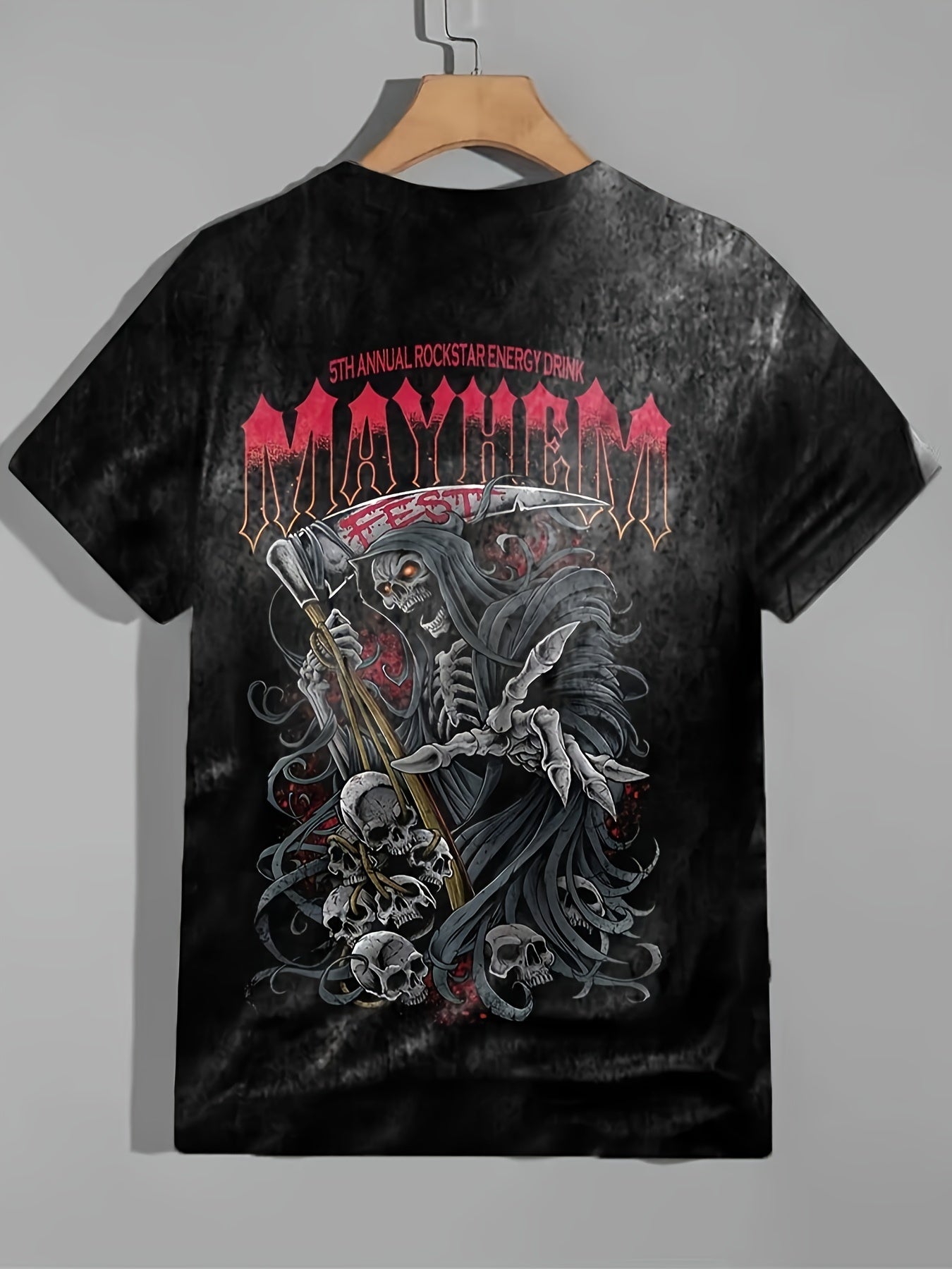 Skeleton Pattern Print Men's Short Sleeve T shirt Graphic Tee