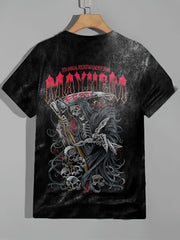 Skeleton Pattern Print Men's Short Sleeve T shirt Graphic Tee