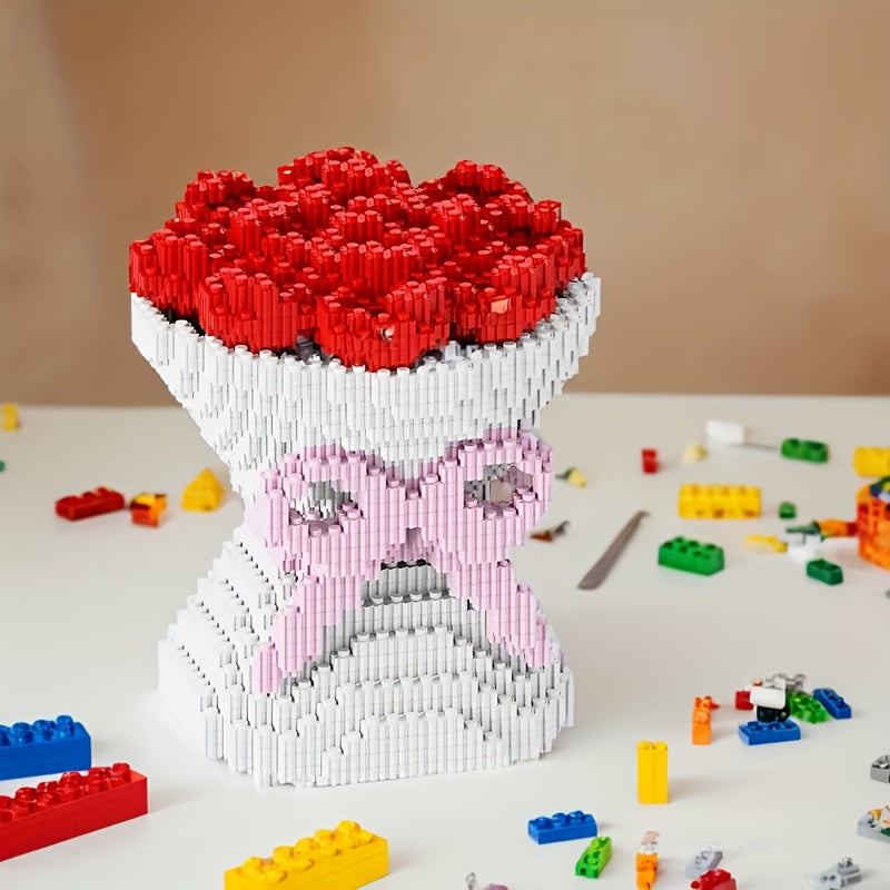 5000pcs Rose Couple Puzzle Building Blocks for Teens and Adults DIY Craft Kit