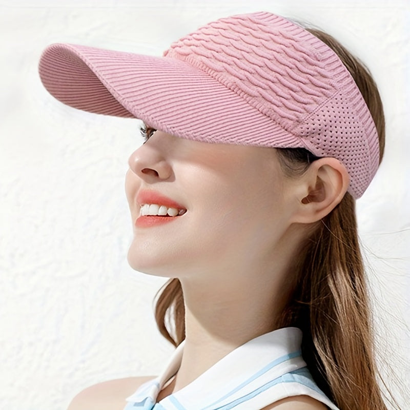 Ruched Knitted Ponytail Visor Hat Elastic Sports Sun Hat Lightweight