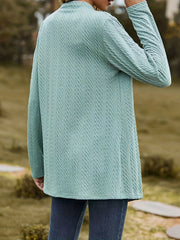 Solid Cable Long Sleeve Open Front Cardigan