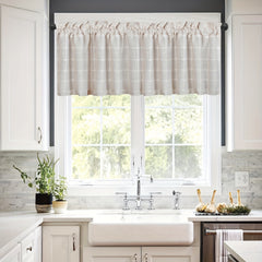 Boho Kitchen Curtains Linen Textured Modern Farmhouse Short Window Curtain