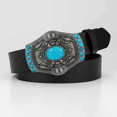 Royal Artificial Diamond Large Buckle Men's Belt