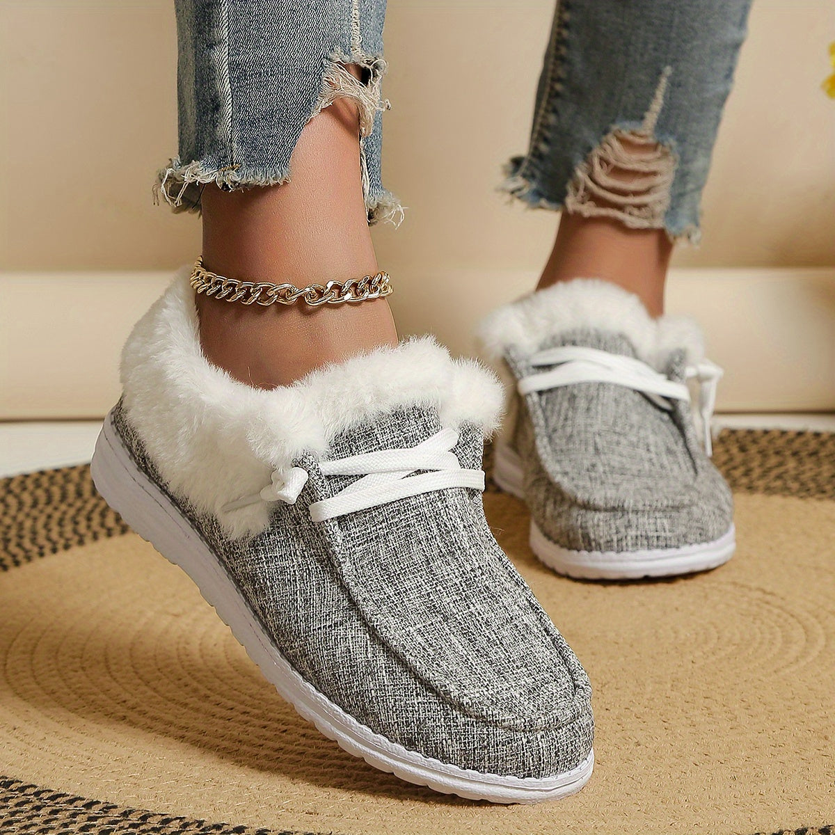 Women's Warm Snow Shoes Low Top Sport Shoes