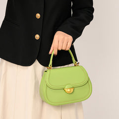 Women's Second Layer Handbag with Metal Clasp Closure in Khaki