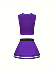 Girls Cheerleading Outfit with Poms for Sports Party Performance