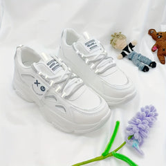 Women's Smiling Face Pattern Chunky Sneakers Lace Up Running Shoes Platform