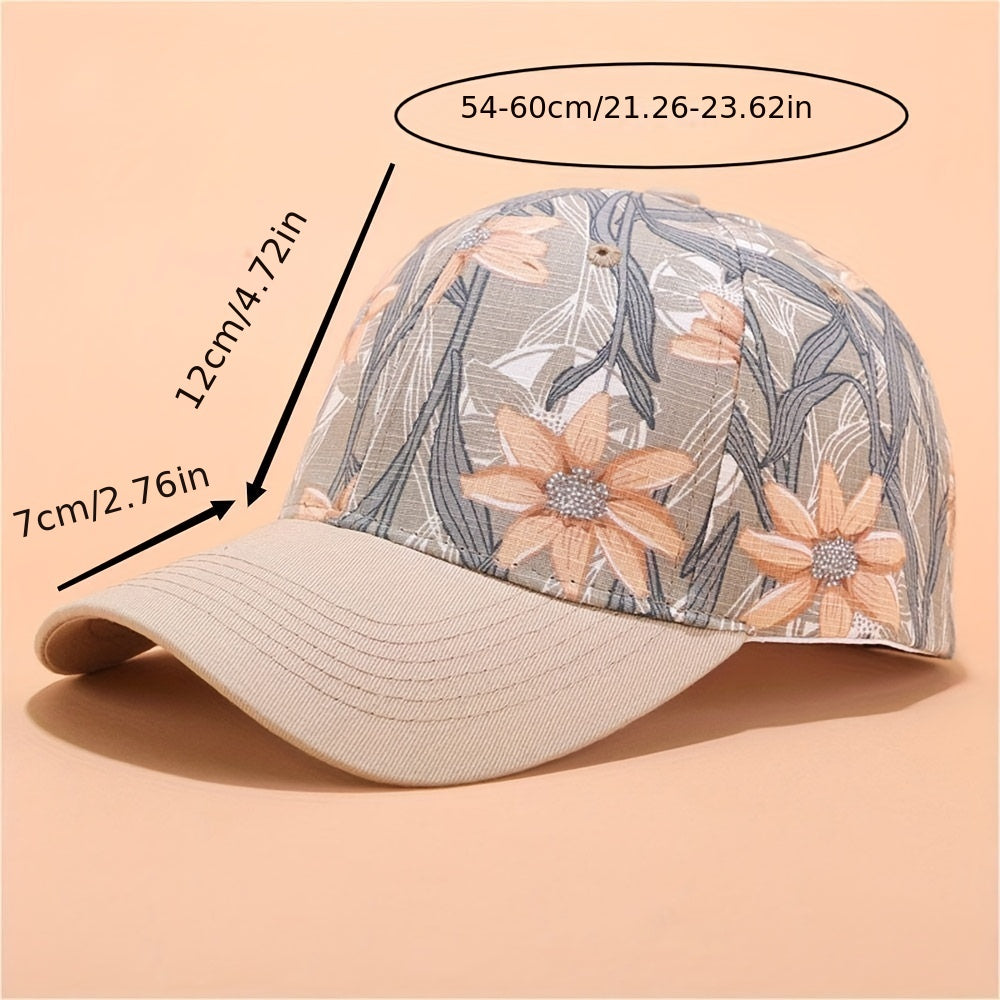 Leaf Print Casual Baseball Cap Lightweight Cotton Sun Hats Adjustable Sunscreen
