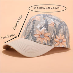 Leaf Print Casual Baseball Cap Lightweight Cotton Sun Hats Adjustable Sunscreen