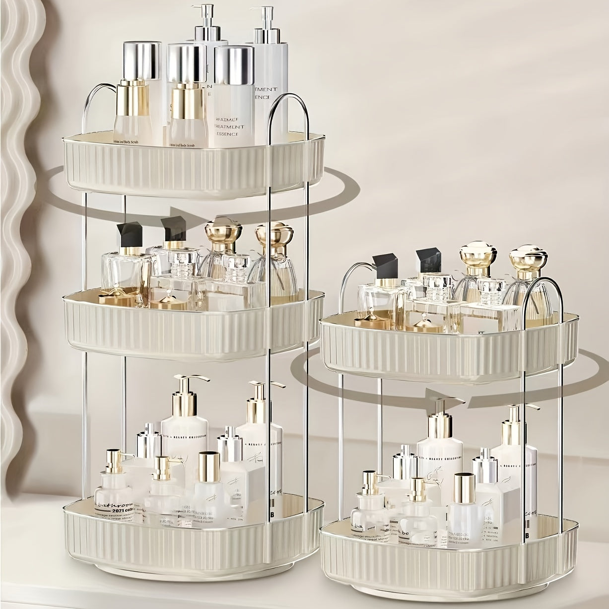 360 Rotating Plated Edge Organizer Cosmetics Storage Tray